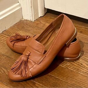 Franco Sarto Tan Leather Loafers with Tassels